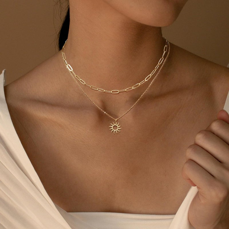 MFRYK Gold/Silver Necklaces Stack For Women,14K Gold/Sterling Silver Plated Simple Layered Choker Necklaces For Women,Stackable Multilayer Pearl Cross Disc Circle Pendant Cuban Herringbone Snake Paperclip Chain Necklaces Set Jewelry Gift for Women - Image 4